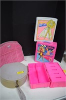 Three Barbie  Carry Cases & Two Doll Cases