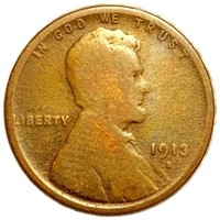 1913-S Lincoln Wheat Penny NICELY CIRCULATED