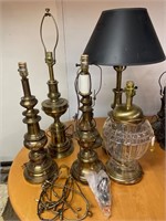 Brass, glass lamp bases