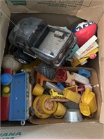 Large box of vintage toys