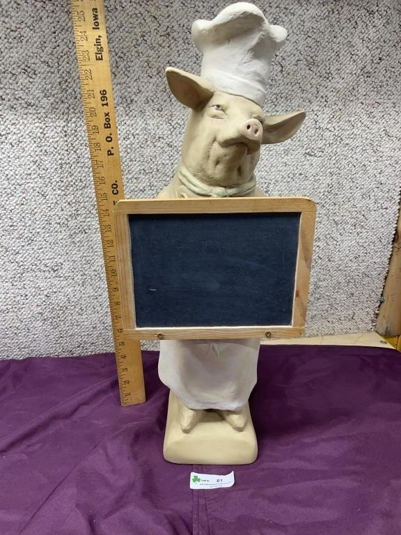 Pig w/Chef’s Hat Holding Chalkboard