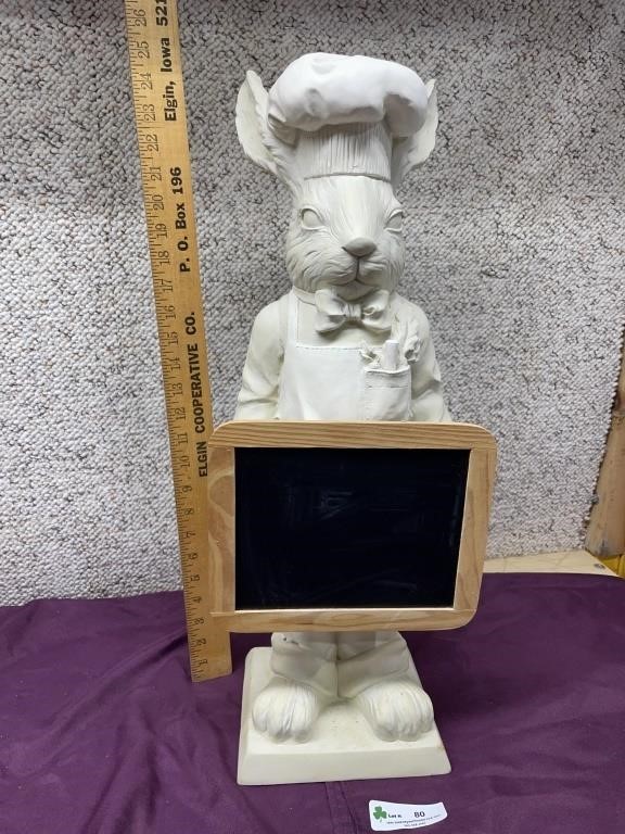 Rabbit Holding Chalkboard Statue