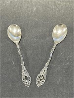2 Dutch Silver Plated Condiment pot Spoons with