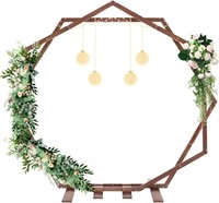 7.5FT Wooden Wedding Arch: Heptagon  Brown