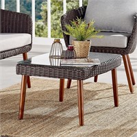 Athens Wicker Outdoor 35 L Coffee Table Glass Top