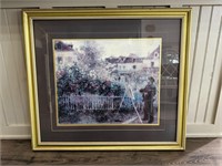 "Monet Painting in His Garden" Framed Art Print
