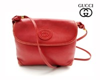 Vintage Gucci Red Leather Shoulder Bag