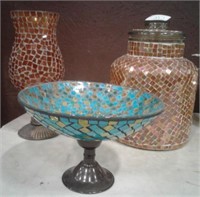 Lot of 3 Mosaic Glass Decor