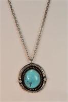 Handcrafted Indian Turquoise Pendant & 925 Chain