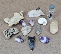 13pc Geode, Coral, Shell & Rock Collection