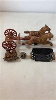 Cast Iron Horse and Seat Lot