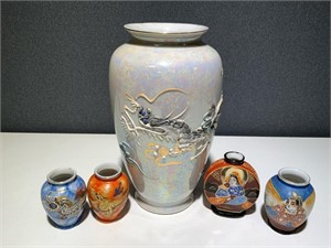 VTG Dragonware Large Vase & 2 Small Vases, 2