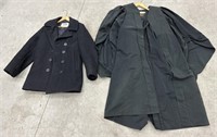Vintage judge’s robe & quilted navy pea coat