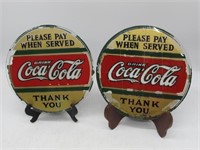 PAIR OF REVERSE PAINTED COCA COLA GLASS SIGNS