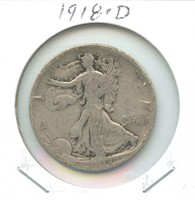 1918-D Walking Liberty Silver Half Dollar