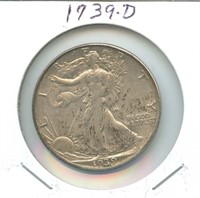 1939-D Walking Liberty Silver Half Dollar