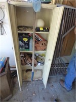 METAL CABINET & CONTENTS, OIL, BALL GLOVE, PITCH