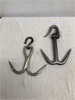 2 heavy swivel meat hooks.