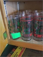 SET OF 5 COKE HOLLY AND 4 HOLLY LEAF GLASSES