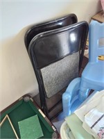 Pair of black and gray Samsonite folding chairs