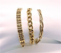 (3) Gold Tone Chain Bracelets