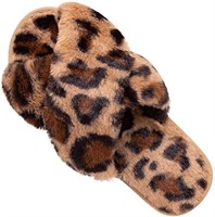 Women's Cross Band Soft Plush Slippers Sz S 5-6