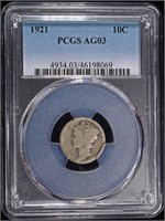 1921 MERCURY DIME PCGS AG03