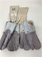 3 New Pair Mixed Leather & Cotton Gloves