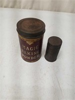 2 Old Magic Baking Powder Tins