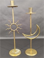 Vintage Fornasetti Style Celestial Candle Holders