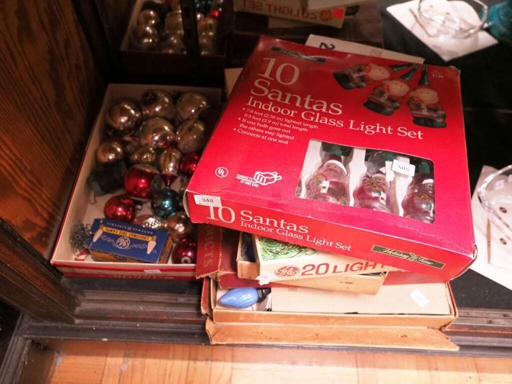 Six boxes of vintage Christmas lights, some