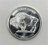 One Troy Ounce .999 Fine Silver Buffalo Round