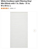 White Cordless Light Filtering Vinyl Mini Blinds