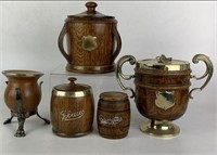 Vintage Wood Barrel Style Biscuit Jars & Humidors