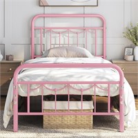 Yaheetech Twin XL Size Metal Bed Frames  Pink