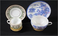 2pc Oriental / Floral Tea Cup & Saucer