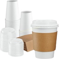 12 oz. Disposable Coffee Cups  100 cups/lids/sleev