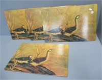 (4) Vintage wood placemats with ducks.