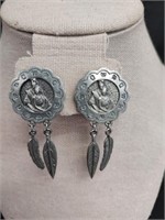 Pierced Studs Pewter Earrings, North American