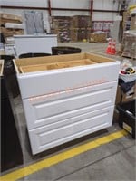 36" x 25" x 35" white 3 drawer cabinet base