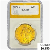 1875-S $20 Gold Double Eagle PGA MS61