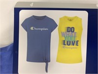 2 New Champion Girls Size 4 Tees Blue/Yellow