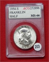 1954 S Franklin Silver Half Dollar    ***