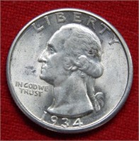 1934 D Washington Silver Quarter