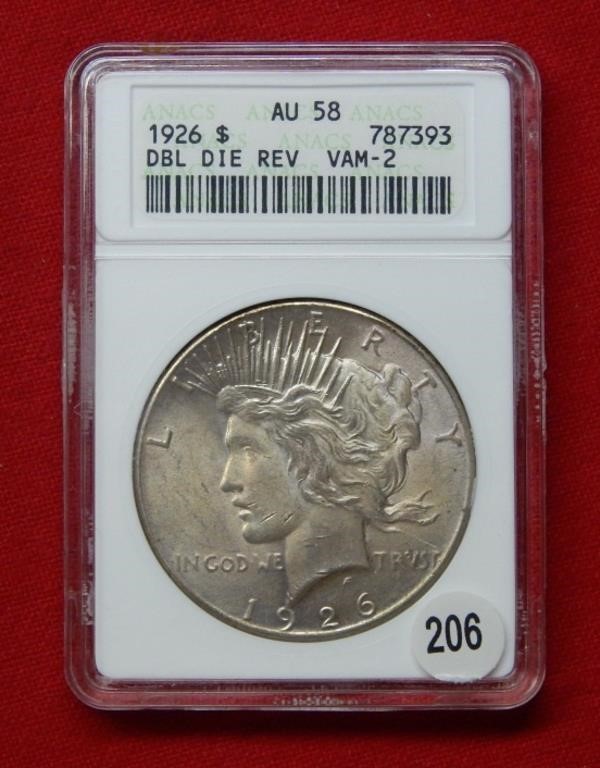 1926 S Peace Silver Dollar ANACS AU58 DDR VAM2