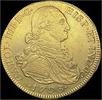 1793 Colombia .7615oz Gold 8 Escudos LIGHTLY