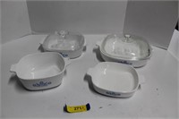 Four Corning Ware Baking Dishes w/ Two Lids