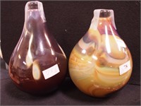 Two Michael Guzzardo art glass bottles with