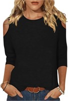 Womens Shoulder FULL Sleeve T-Shirts(XL-Black)