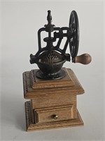 VTG CAST IRON AND WOOD COFFEE GRINDER SOME AGE